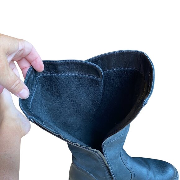 Patrizia Dercetis Faux Leather Suede Tall Boot Black Buckle Riding Country-8 - Picture 11 of 16